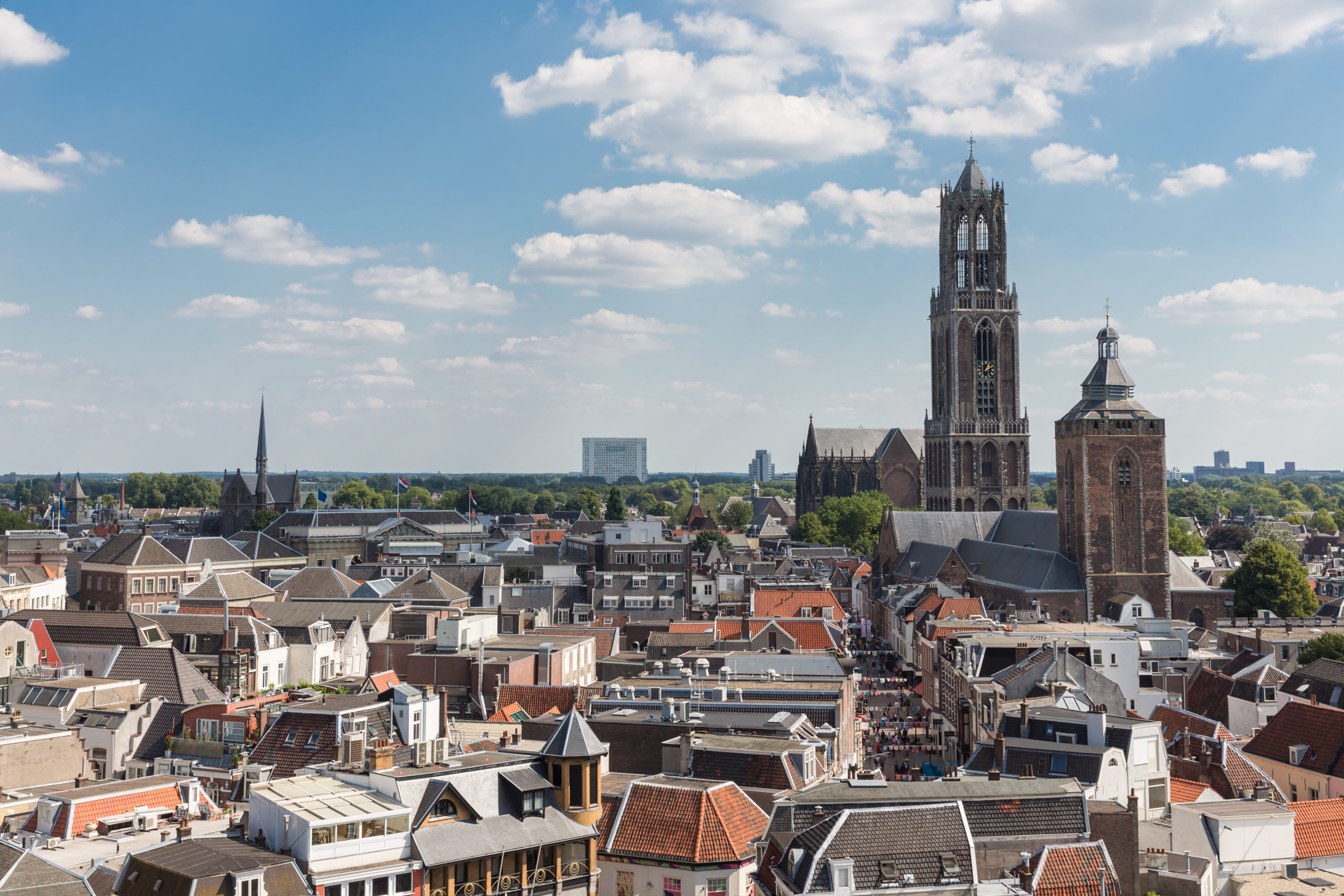 Aerial view of the medieval city of Utrecht, the Netherlands